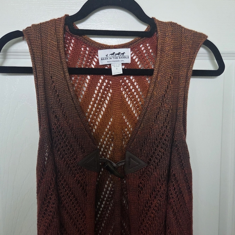 Back In The Saddle Knit Gradient Cardigan Sweater Vest Western Boho Rodeo S - Picture 6 of 10
